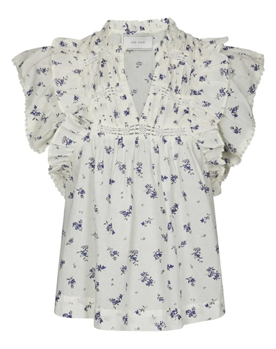 Neo Noir - Jayla Small Blossom Top - White Blue